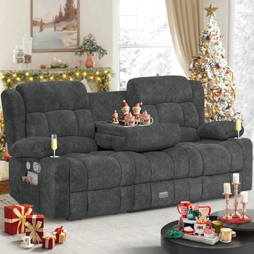 Dresegmt Loveseat Recliner Sofa, Flip Middle Backrest Design 3 Seat