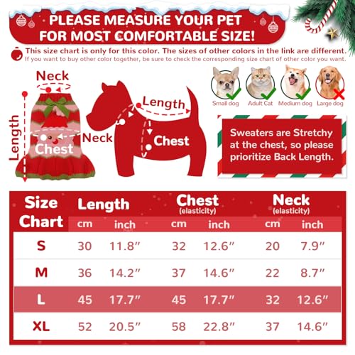 SKXEO Christmas Dog Sweater Dress with leash hole, Save pattern Xmas Ugly Pet Cat Puppy Jumpers For Small Medium Dogs Winter - Image 2