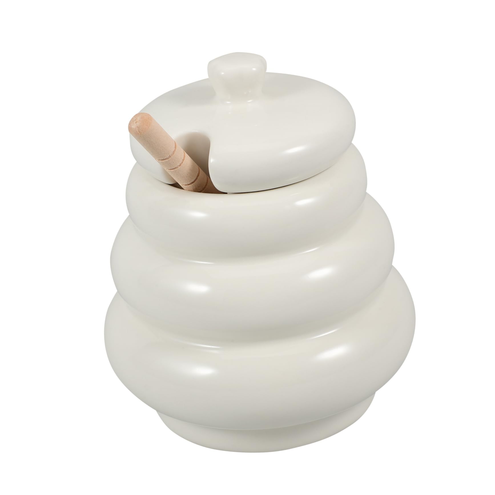 ASAKKURA Honey Jar with Lid Dipper Wood Stirrer Honey Pot for Kitchen or Dining Table