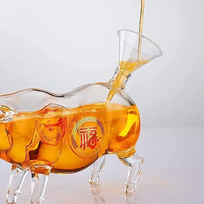 Miniatura 2 de Decantador de whisky de cerdo de la suerte, botella de vino con decantador de animales del zodiaco chino, botella de whisky animal sin plomo, 33.8