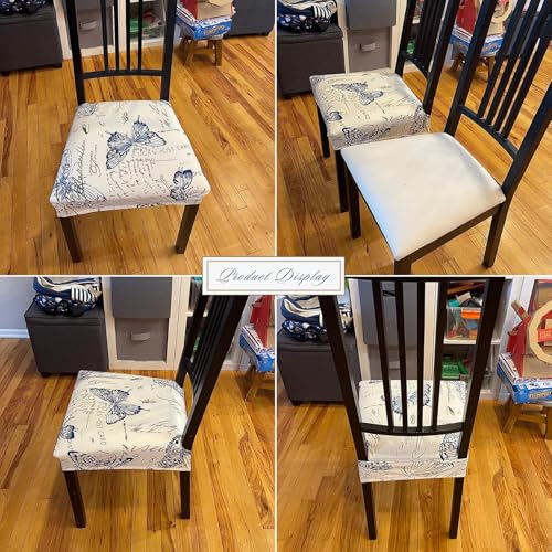Image of SearchI Stretch Dining Chair seat Covers Set of 2, Soft Removable Washable seat Covers for Dining Chairs, Dining Room seat Cover Protector (Rear-Covered, Butterfly)