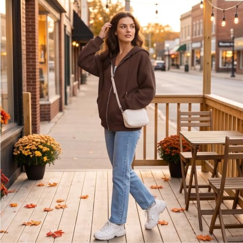 Elneeya Womens Zip Up Hoodies Vintage Travel Running Oversized Sweatshirt - image 3