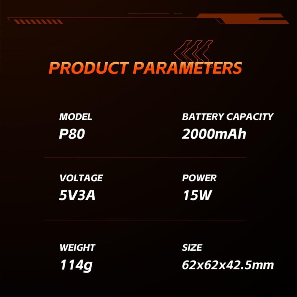 Magnetischer Handykühler mit 2000mAh Akku & LED-Anzeige, 15W Halbleiter-Kühlung für Gaming, Wiederaufladbar, Kompakt 62x62mm, Orange