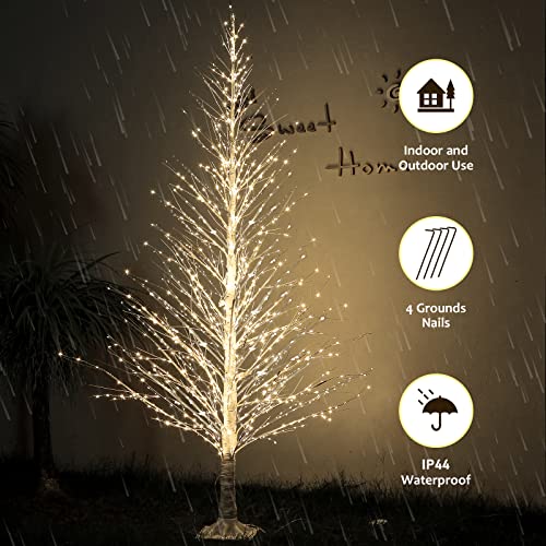 Ijg 7Ft Lighted Birch Tree 1000 Led Warm White Lights With Twinkle Lights，Led Artificial Tree Light For Indoor Outdoor Home Festival Wedding Party Christmas Decorations #TOP4