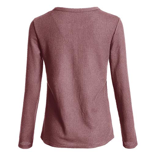 Image of Famulily Womens Long Sleeve Tshirt V Neck Loose Fit Soft Waffle Knit Thermal Tops