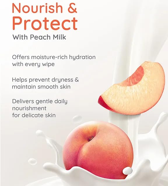 Image of Babyhug Pro Sensitive pH 5.5 Peach Milk Bamboo Wipes - 72 Wipes