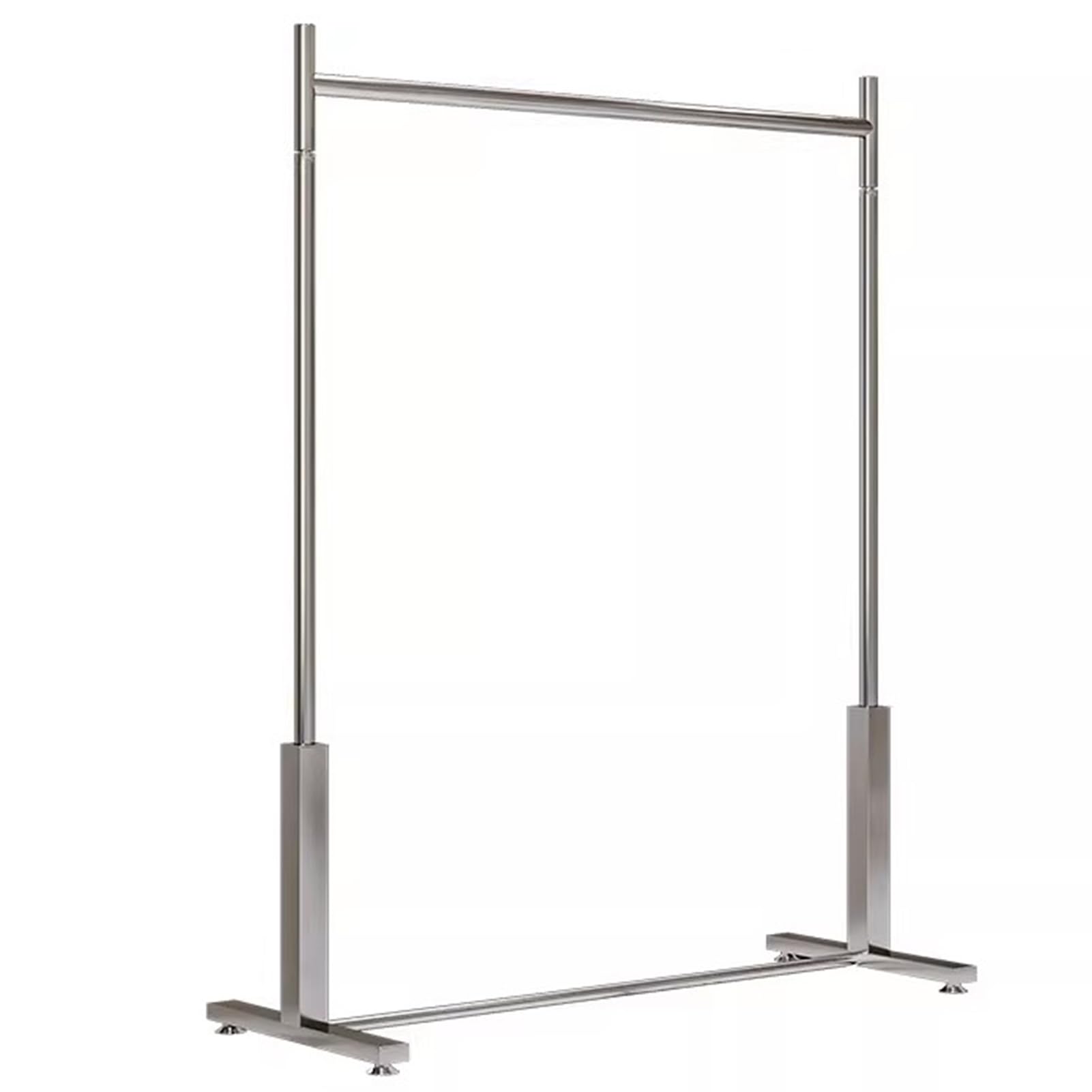 HPTHLY Garment Rack Heavy Duty With T-Shaped Base 350 Lbs Load Silver Stainless Steel Clothing Rack For Hanging Clothes Commercial (150X40X160Cm)