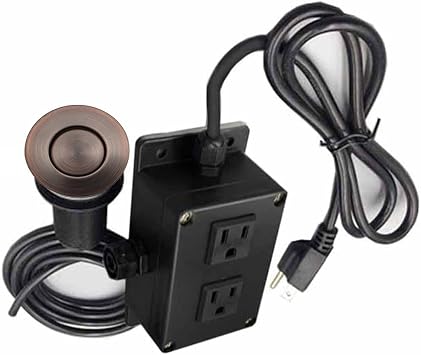Strictly Sinks Dual Outlet Garbage Disposal Air Switch Kit Sink Top Waste Disposer Control Box with Stainless Steel Push Button,15A, 125/250V,for Kitchen Sink/Countertop Oil Rubbed Bronze