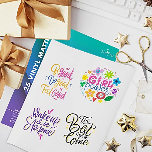 Premium Printable Vinyl Sticker Paper For Your Inkjet And Laser Printer – 25 Matte White Waterproof Decal Paper Sheets - Dries Quickly And Holds Ink Beautifully - Accessories Set For Cricut #TOP7