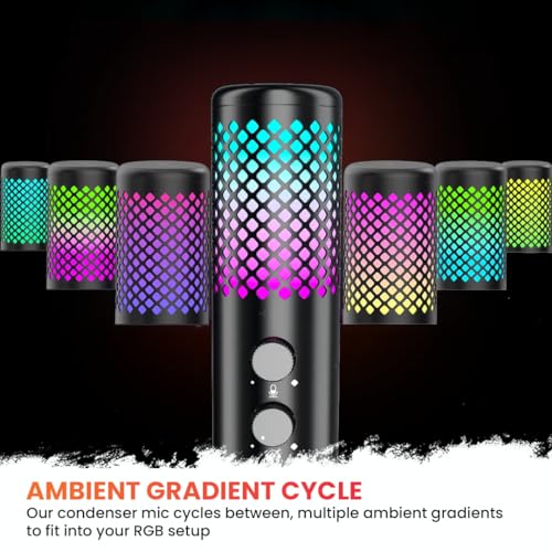 Image of Audio Array AM-C30 Metal RGB Professional USB Microphone | One-Touch Mute, Gain & No-Latency Monitoring Controls | Shock Mount and Tripod | for PC /Mobile, Gaming, Streaming, Podcasting & Voiceover