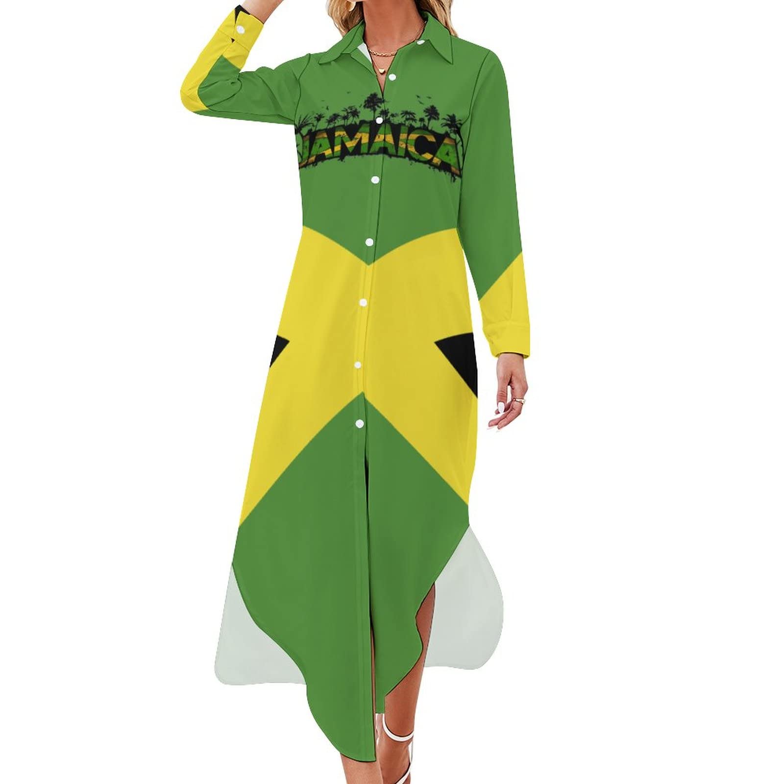 Jamaican Flag Sleeveless Sundress For Women  Casual Summer Beach Dress In  Size L Vacation Travel Casual Dress