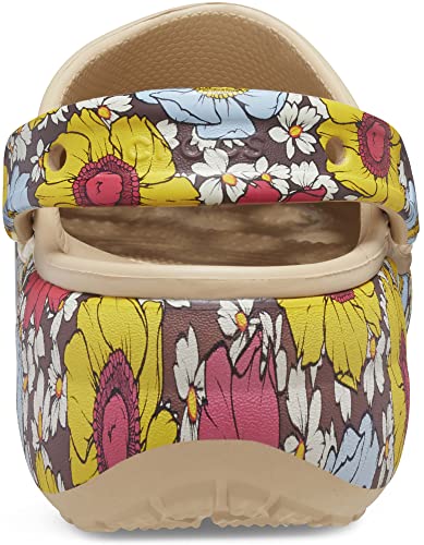 Image of Crocs Women's Classic Graphic Platform Clogs, Platform Shoes, Chai /Multi, 8 Women