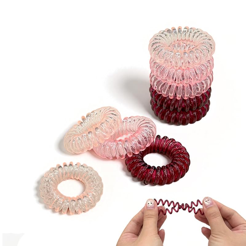 Image of ZIBUYU 9 Pcs Coil Spiral Rubber Band for Hair, Ponytail Scrunchies