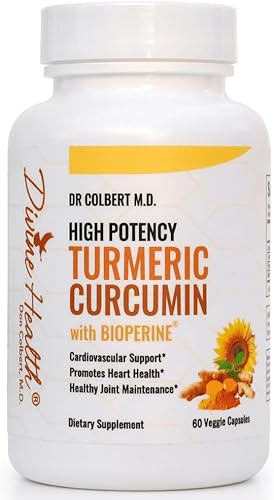 Cúrcuma de alta potencia del Dr. Colbert con bioperina 60 cápsulas 500 mg extracto de raíz de cúrcuma