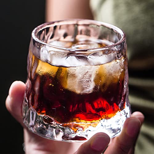 Rareci Flat Bottom Crystal Whiskey Glasses, Premium 5Oz Scotch Glasses Set Of 3, Old Fashioned Glasses,Thick Weighted Bottom Rocks Glasses For Drinking Bourbon, Scotch, Cocktails(Glacier Texture) #TOP2