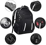 Large Laptop Backpack for Men, 17 Inch Computer Compartment Business Traveling Bookbag with USB Charging Port, Waterproof, TSA Friendly College High School 40L