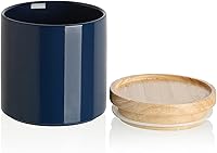 Vista 45 de SWEEJAR – Recipiente de cerámica para almacenamiento de alimentos, recipientes apilables con tapa hermética de madera para servir café molido, té
