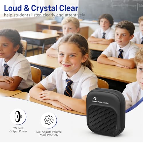 Image of ZORBES Voice Amplifier for Teachers, 5W 1500mAh Portable USB Rechargeable Voice Amplifier with Wired Neckband Microphone, Cordless Mini Speaker for Teaching, Tour Guide, Singing, Coaches, Training