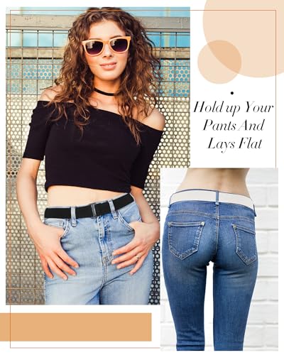 Image of SATINIOR 2 /3 /4 Pack Women Elastic Stretch Belt Invisible Sweater Shirt Tuck Band with Flat Buckle for Jeans Pants