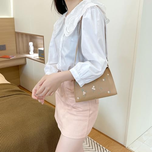 Shoulder Bag for Women PU Large Capacity Embroider Handbag Portable Underarm Square Bag Crossbody Bags Handbags3