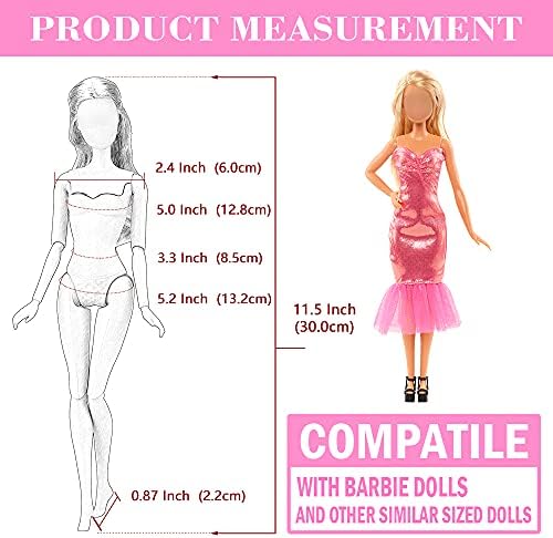 Miunana 22 Doll Clothes Accessories 12 Fashion Dresses Outfits 10 Shoes for 11.5 Inch Doll for Girls Christmas Birthday Gift