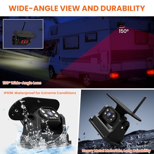 Image of Wireless Backup Camera, No Complex Wiring Portable Magnetic Solar HD 1080P Backup Camera System with 7 inch Monitor for RVs Campers Trucks