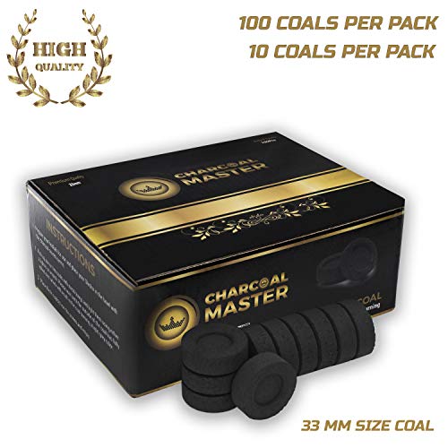 Hookah Coals Instant Light – Incense Instant Coal Disks – Coal Tablets – Charcoal Disks – Set of 100 Coals – 33 mm Quick Light Charcoal Briquettes – Natural Coal Disks – Slow Burn and Low Smoke - Thumbnail 7