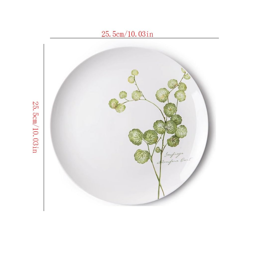 Platos Para Comer Plato de cena con patrón de planta fresca, plato de cena occidental for el hogar, plato de carne, plato de cena, plato de fruta, vajilla Plato De Cerámica Para La Cena