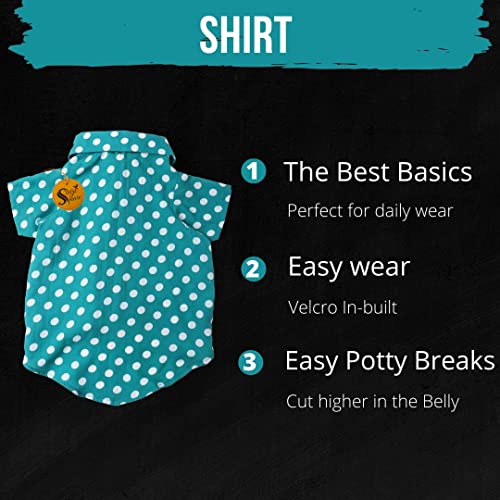 Image of Sage Square Funky Soft Material Dog Shirt | Cool /Funky Print Pet | Soft Light Weight | Comfortable & Breathable Dog Clothing | Trendy Vest Outfit (Polka Sky Blue) (Large - 22inch)
