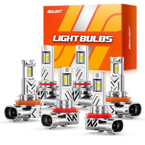 Image of SEALIGHT 9005 /HB3 H11 /H8 /H9 Light Bulbs Combo with H11 LED Fog Light Bulbs, Fit for Honda CR-V 2015-2021, 180000LM 6500K Cool White, Premium Cooling, Pack of 6