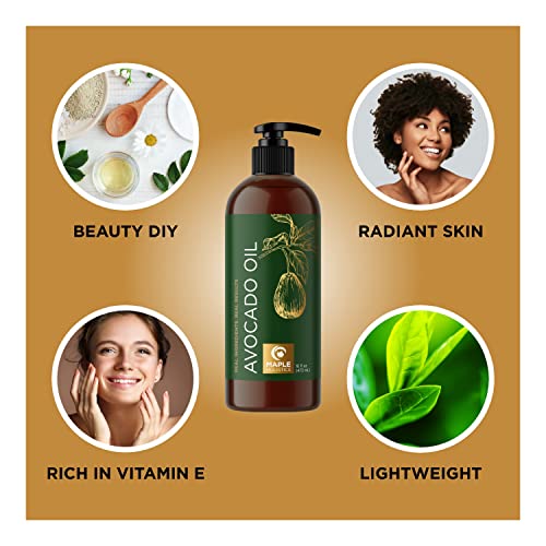 Avocado Oil For Hair Skin And Nails - Pure Avocado Oil Moisturizer For Dry Hair And Humectant Moisturizer Avocado Oil For Skin Care - Natural Hair Oil And Carrier Oil For Essential Oils Mixing 16Oz #TOP3