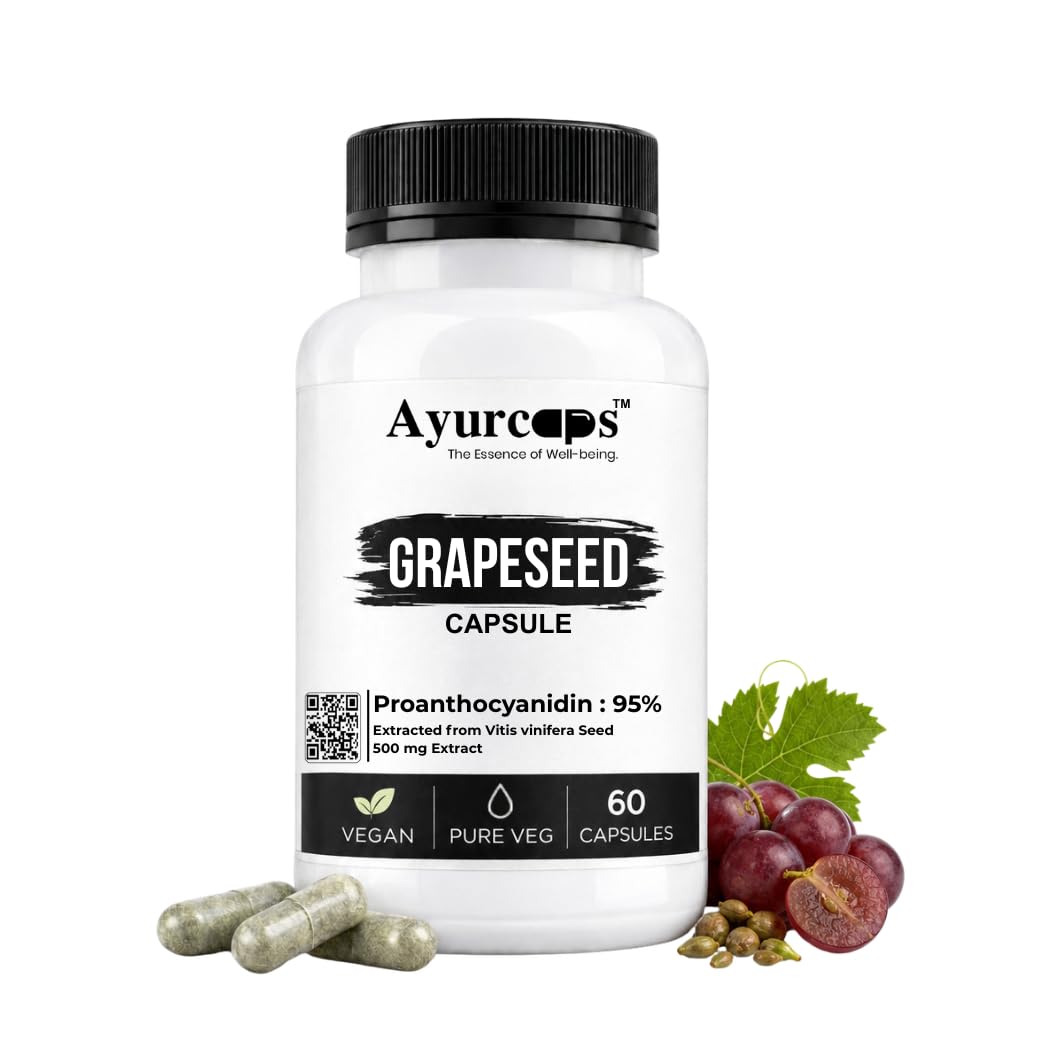 GrapeSEED unit1からunit8 Ayurcaps Grapeseed Capsules | Grape Seed Extract 500mg | 95