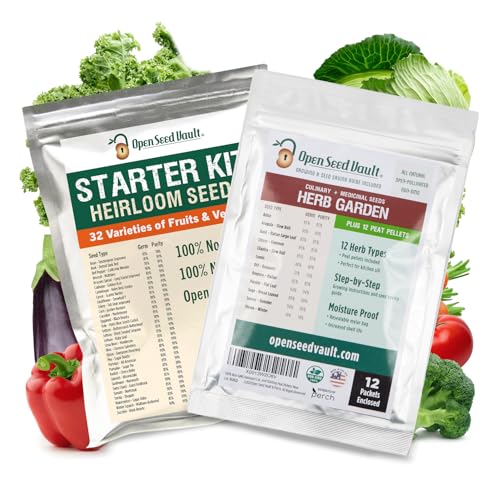 Open Seed Vault Variety Pack Bundle (44 Varieties) Herb Garden Seeds - Gardening Seed Starter Kit, Survival Gear Food, Gardening Gifts, Emergency Supplies - Premium, High Yield Produce