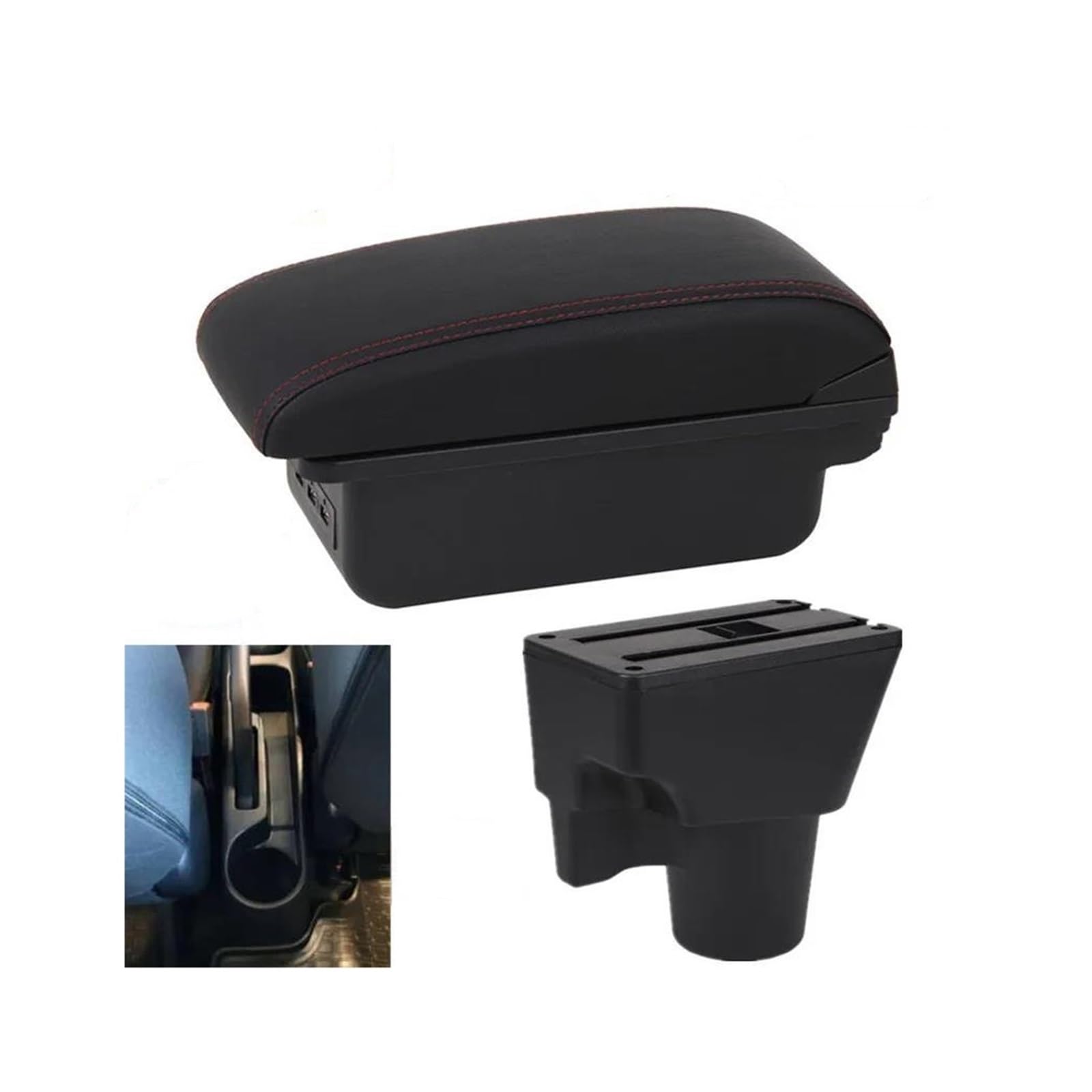 OOPUHKSY For Kia For Picanto For Picanto 3X-Line Car Armrest Storage Box Interior Parts Car Accessories Armrest Box(B1 red line 3USB)