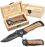 Lanties 2 Years Anniversary Keepsake Gifts for Him Engraved Pocket Knife with Gift Box Happy Tin Anniversary Customized Wedding Birthday Father's Day Gifts for Men Husband