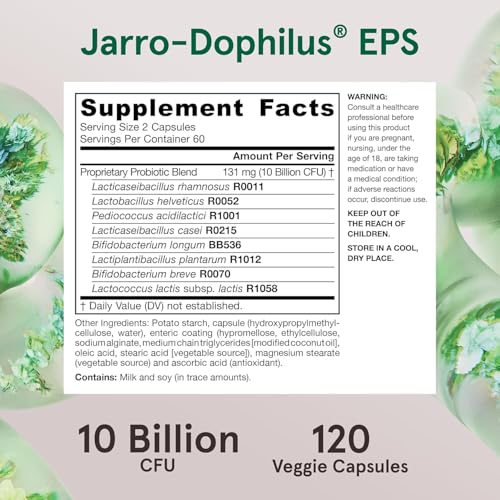 Image of Jarrow Formulas Jarro Dophilus Probiotics 10 Billion CFU - Probiotic Supplement Capsules for Digestive Health & Gut Health for Women and Men, 120 Veggie Capsules (Pack of 2)
