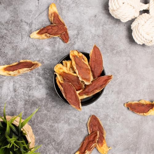 Lyra Pet® | 1 kg Kaninchenohren gefüllt mit Huhn | Getrockneter Kausnack | Praktischer, Wiederverschließbarer Beutel | Fettarmes & Gut Bekömmliches Hundefutter | Ideal als Belohnung für Hunde