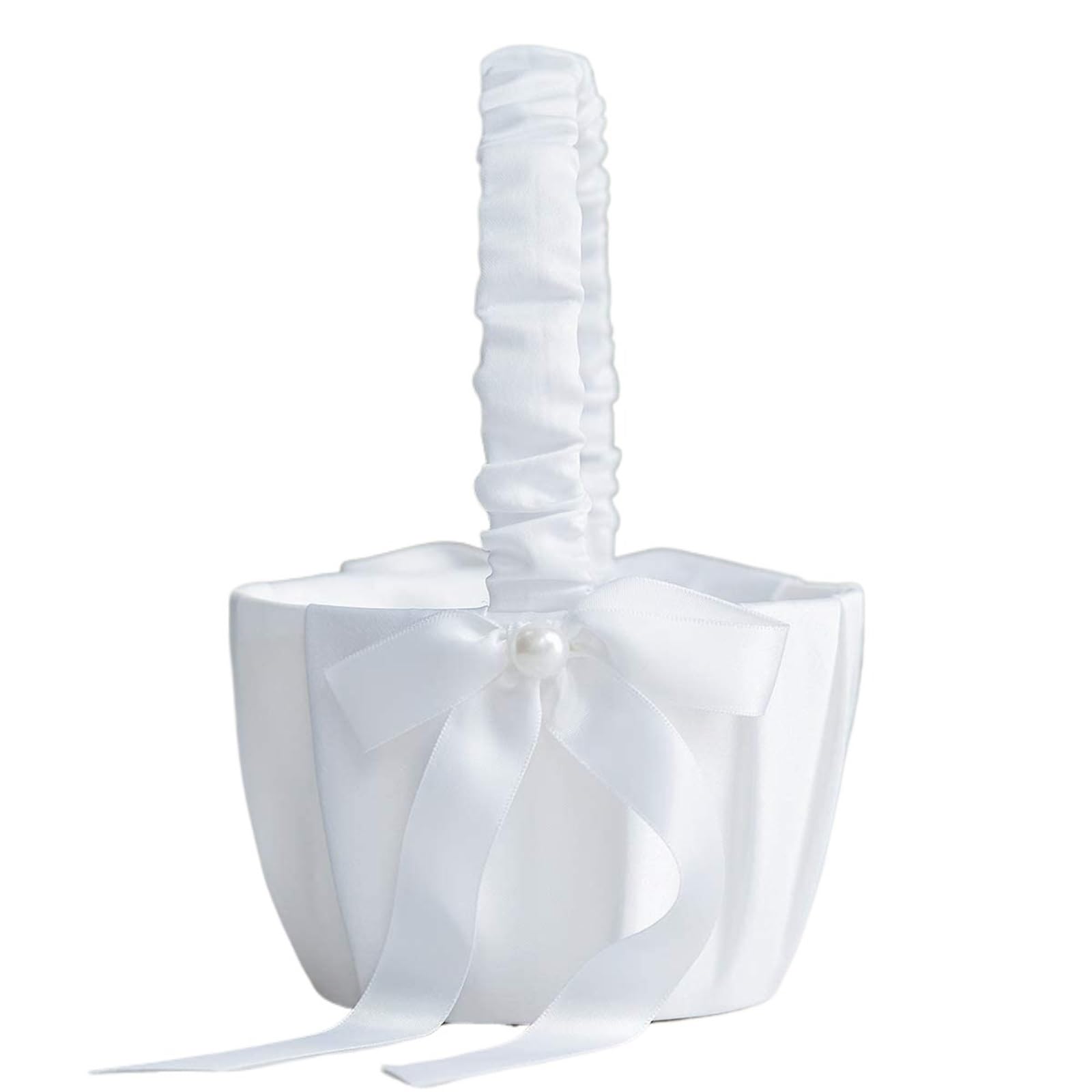 Hochzeitsblumenkörbe, Mehrfarbiger Blumenkorb aus Seide for die Hochzeit in der Hand(White)