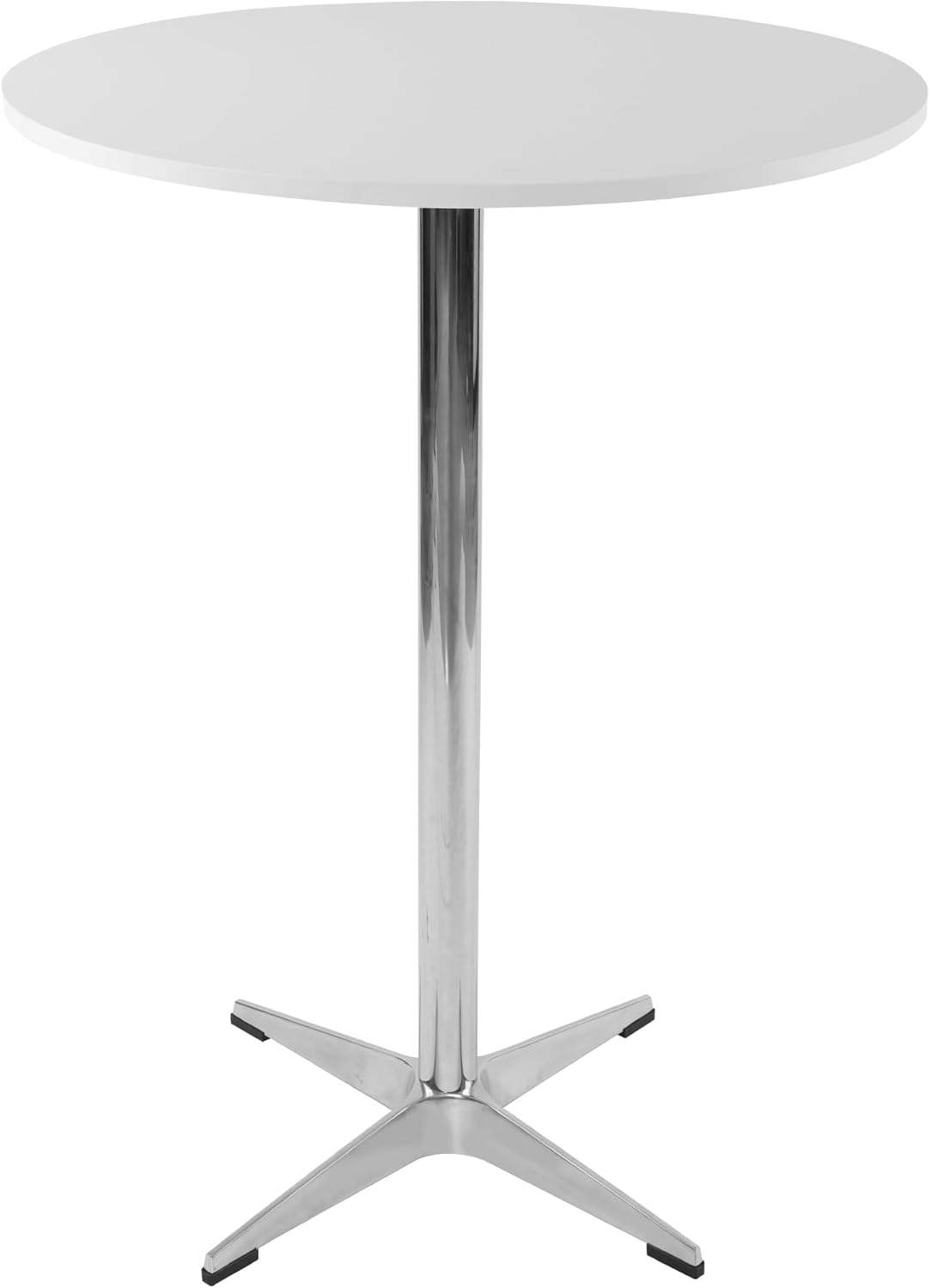 NOBPEINT Modern Round Pub Tables Bar Tables with Metal Cross Base, Wooden Cocktail Table with 39.4 Inches Height, White