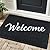 Amshem Welcome Matt Outdoor Indoor, 32"x20" 100% Waterproof Quick Dry All-Season, All-Weather Doormat, Durable Natural Rubber, Low Profile, Easy Clean Patio Porch Entryway Mat, Black White