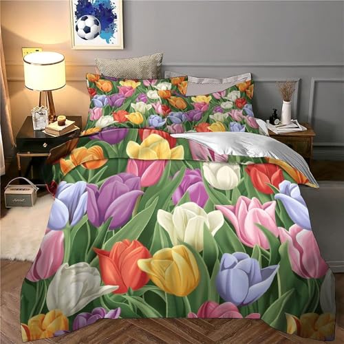 Housse de couette imprimé tropical microfibre hypoallergénique king size