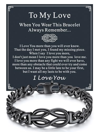 Richsteel Love Kont Bracelet Gift for Men Stainless Steel Infinity Bracelets Love Link Forever Promise Gifts for Father's Day Birthday Anniversary Christmas Valentines Wedding for Him