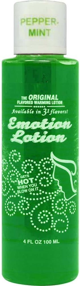 Edible Water Basesd Original Flavored Warming Massage Oil PEPPERMINT by Emotion Lotion 4oz by Emotion Lotion