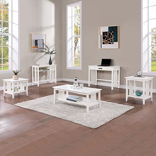 OSP Home Furnishings Sierra End Table with Lower Storage Shelf and Mission Style Side Panels, White by OSP Home Furnishings - Image 3