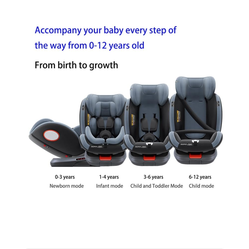 Kindersitz Isofix,Frei drehbarer Autositz mit verstellbarer Kopfstütze für Kleinkinder und Babys mit Fußstütze,Kindersitz Gruppe 0+/1/2/3(Schwarz)