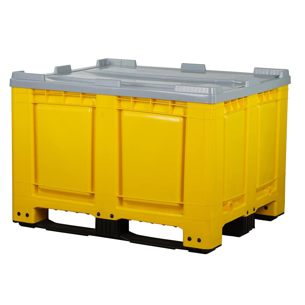 Logiplast Palettenbox mit Deckel LxBxH: 1200 x 1000 x 790 mm geschlossen mit 3 Kufen in gelb