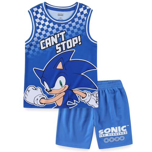 SEGA Sonic the Hedgehog Boys Tank Top Shirt and Mesh Short Set for Big Kids