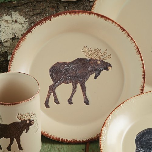 BLACK FOREST DECOR Bear & Moose Stoneware Moose Salad Plate