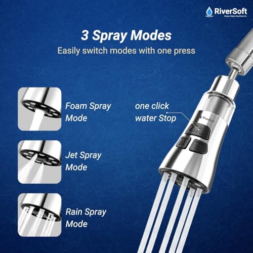 Image of RiverSoft ECOBLU EDGE EB-05 720 Rotating Kitchen Tap Filter | 3-Mode Anti-Splash Tap Extender for Kitchen & Home Sink | High-Pressure Water Saver Nozzle with Stainless Steel Filter