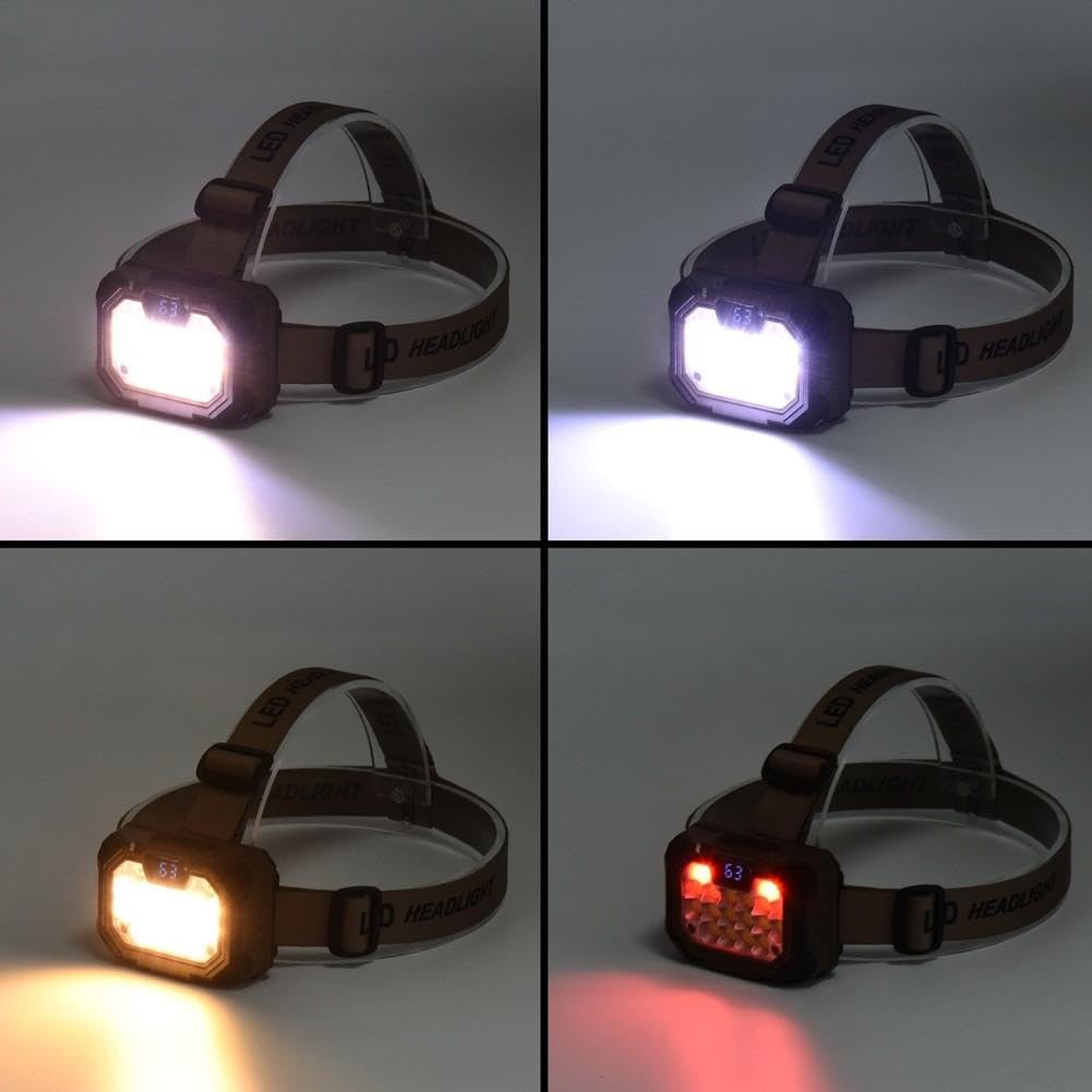 Lampe Frontale LED Rechargeable USB Capteur Mouvement